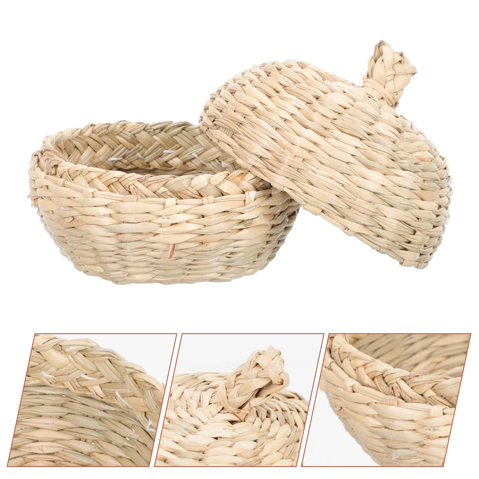 

Chinese Bamboo Woven Basket Food Serving Plate Bamboo Made Basket with Cover