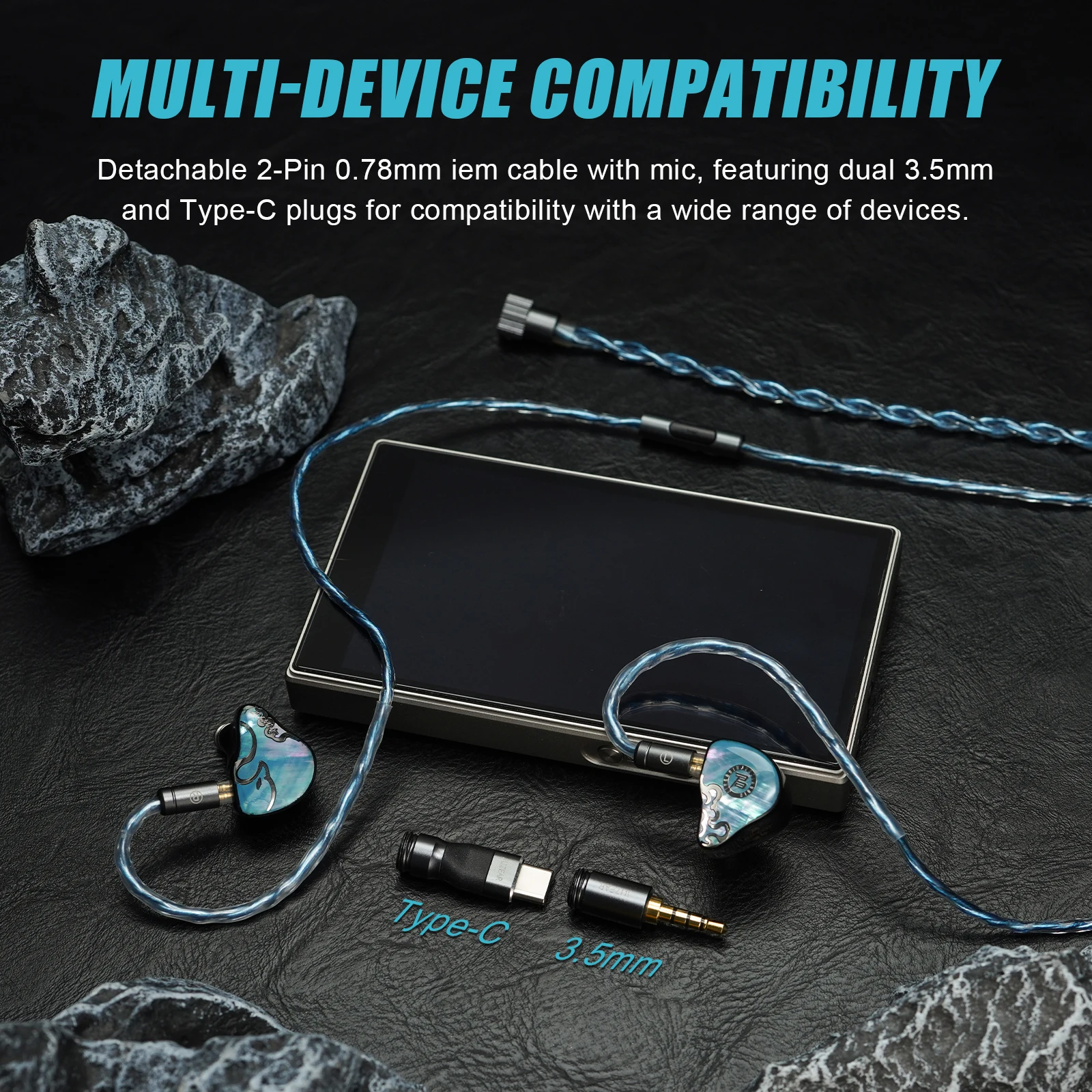 Фото Наушники Juzear x Z Reviews Defiant Gaming Fidelity 1DD+3BA IEMs с игровой настройкой, сменным разъемом Type-C и микрофоном 3,5 мм №5
