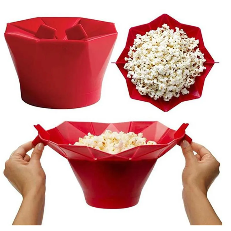 

Food Cover Silicone Popcorn Foldable Silicone High Quality Kitchen Easy Tools DIY Popcorn Bucket Bowl Maker Popcorn Microwave