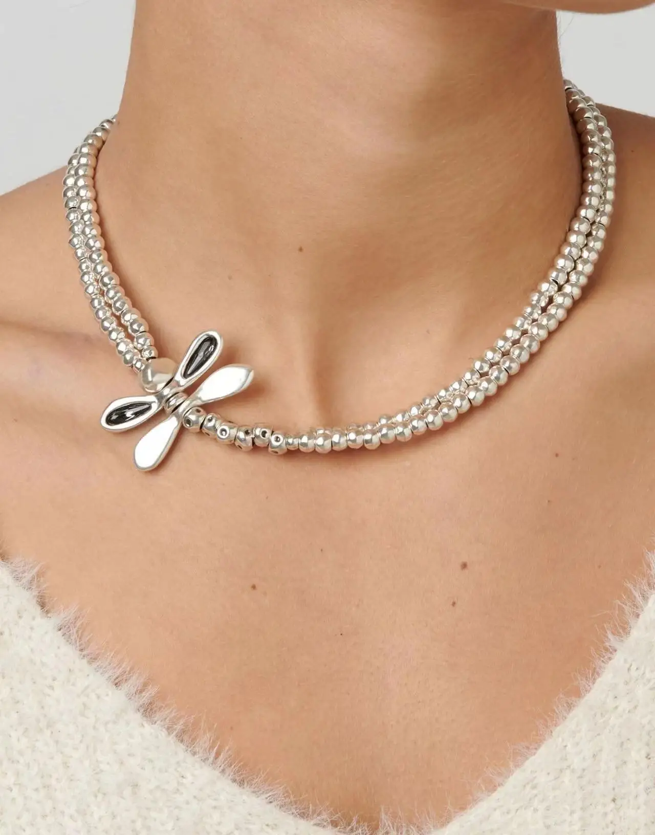 

Yisheng alloy bead necklace, Silver clasp, with logo, wholesale, new 2021, European fashion gift