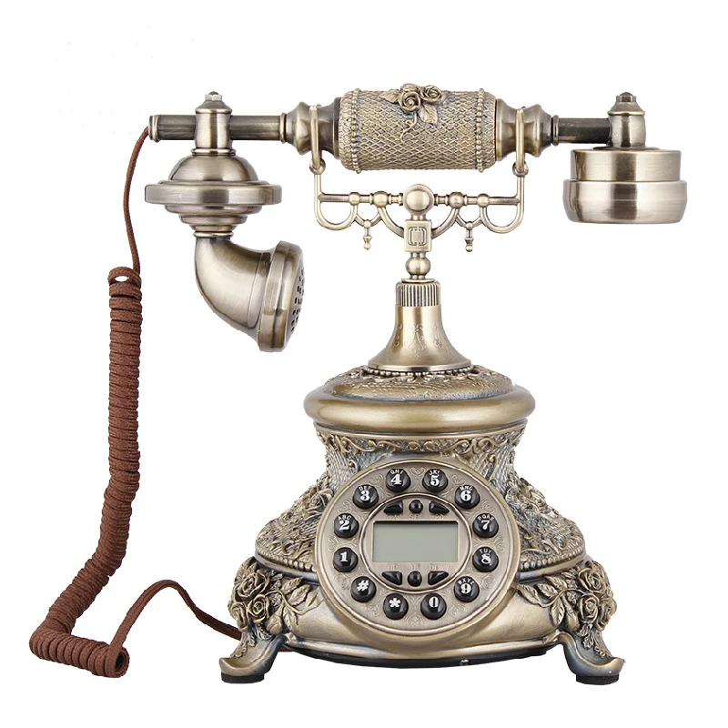 

Corded Telephone Bronze Antique Telephone for Home and Office Decorative Landline Phones for Gift Classic Old Fashion Phone