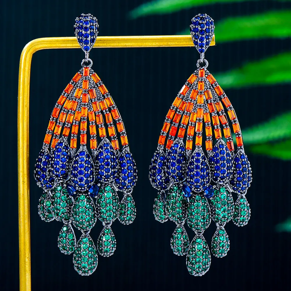 

Женские сережки GODKI, разноцветные сережки-капли с кубическим цирконием, свадебные вечерние Сережки для помолвки, ювелирные изделия