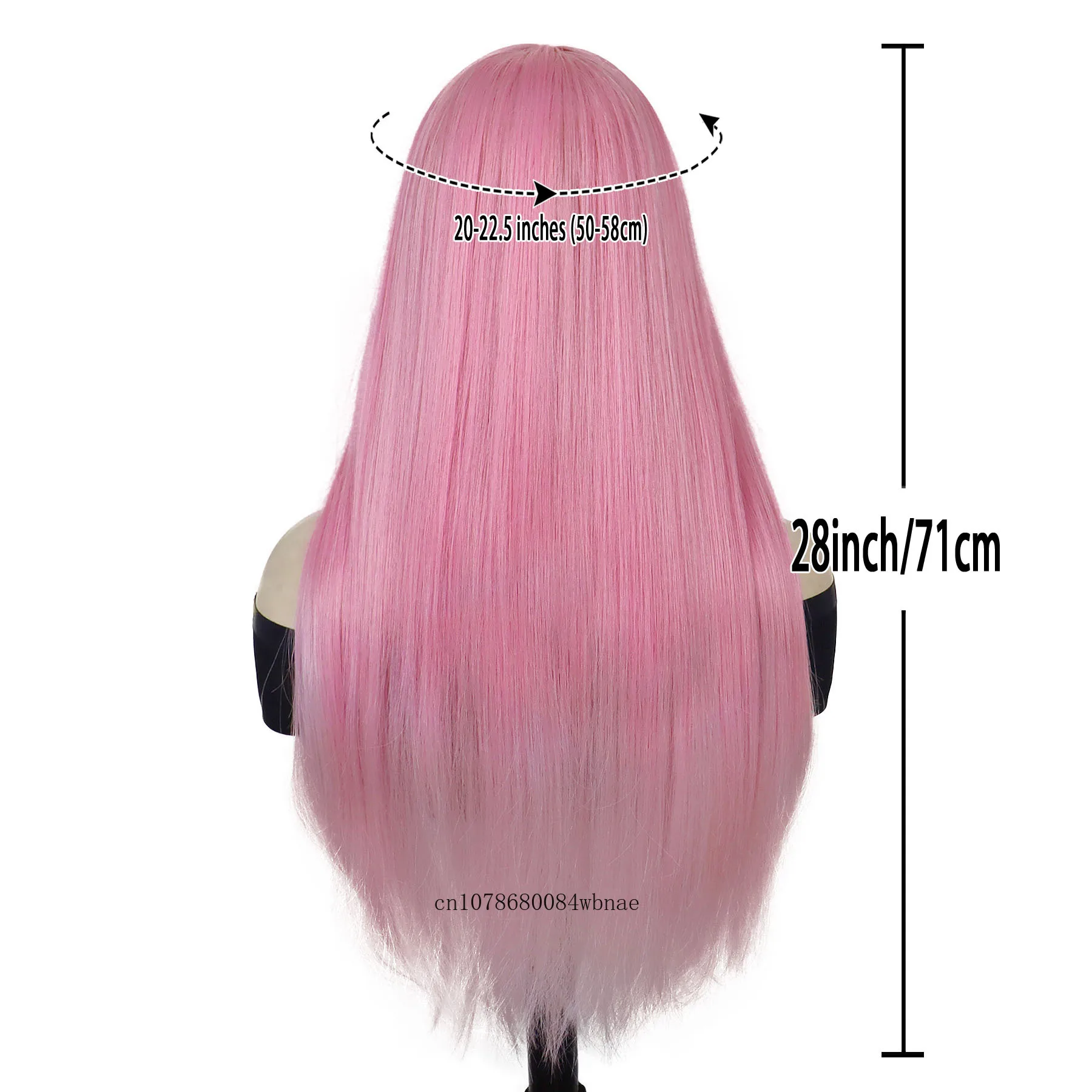 Розовые парики для женщин и девочек синтетический длинный прямой парик с челкой
