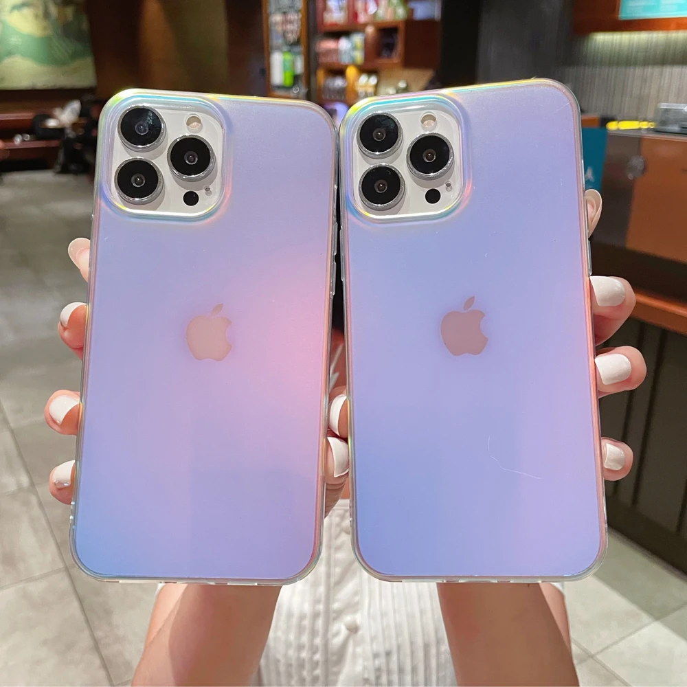 

Matte Laser Gradient Phone Case For iPhone 11 14 12 13 Pro Max XR X XS 7 8 Plus SE 2020 14Promax Soft TPU Silicone Covers Fundas