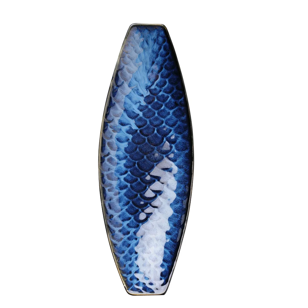 

Sashimi Boat Plate Steak Household Salmon Ceramic Cold Dish Dessert Sushi Baking Pans