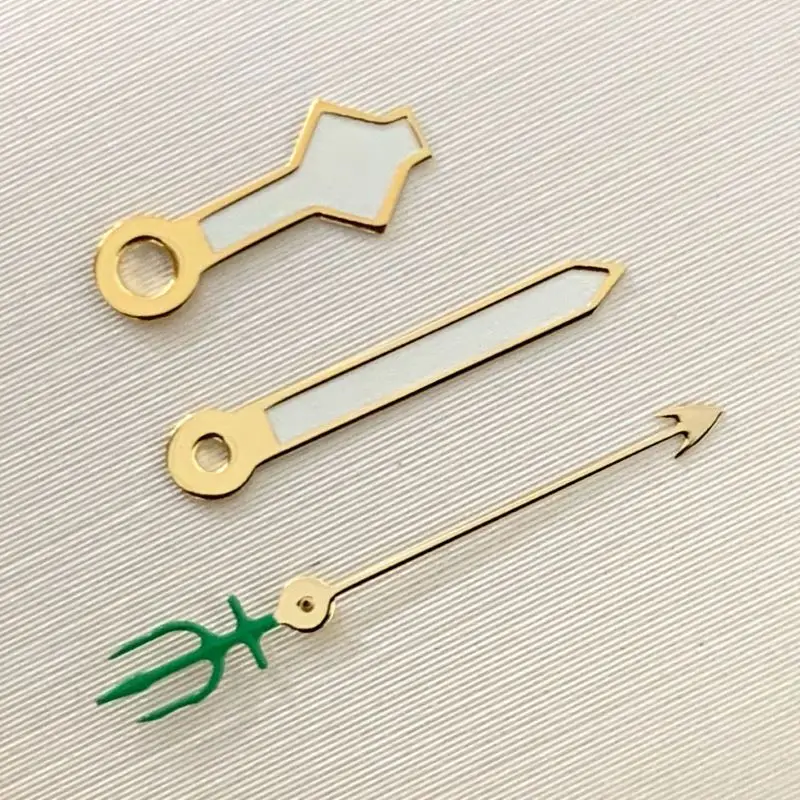 Green Luminescent Watch Hands Gold-Rimmed White Black Seconds Fitting Fits NH35 NH36 4R36 Automatic Movement Men's Watch Hands