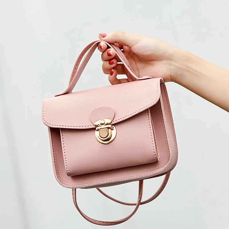 2022 New Simple Fashion Korea Lock Small Chic Women's PU Leather Girls Lady One Shoulder Crossbody Bag