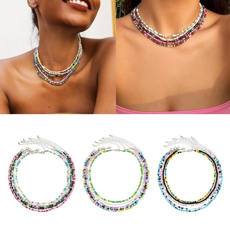 Разноцветные бусы из смолы ожерелье бисера колье ручное изготовление ожерелья