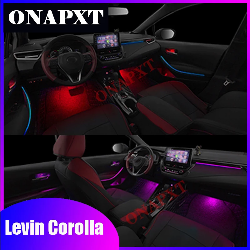 

Ambient Light Button Control Decorative LED 64 Colors Neon Atmosphere Lamp illuminated Strip For Toyota Levin Corolla 2019-2021