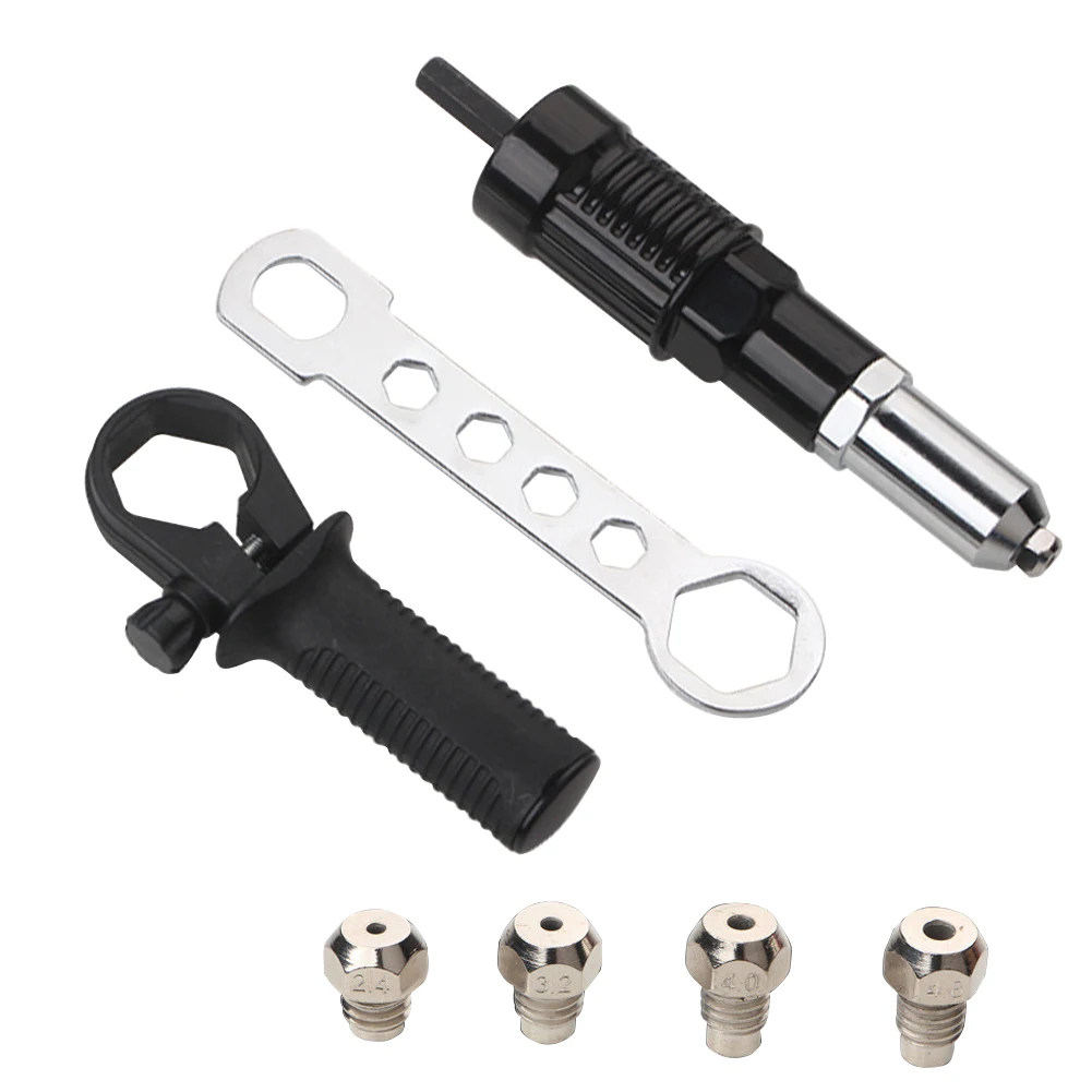 

7 шт. инструмент для вставки гайки, аксессуары для мощных станков, набор практичных адаптеров для электрических заклепок