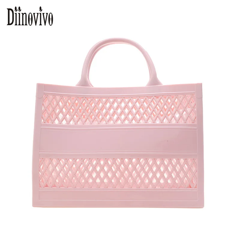 

Diinovivo High Quality PVC Summer Bag For Women 2022 New Hollow Out Designer Handbag Bohomian Style Lady Beach Bag Tote WHDV2107
