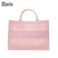 diinovivo high quality pvc summer bag for women 2022 new hollow out designer handbag bohomian style lady beach bag tote whdv2107