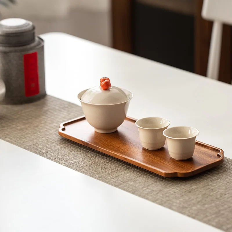 Rectangular Plastic Coffee Tea Trays Rustic Wooden Gongfu Japanese Service Tea Trays Ceremony Food Plateau Teaware WW50TT