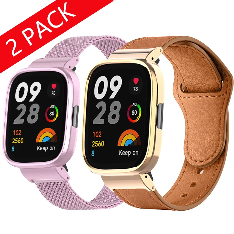 

Metal Watch Band For Redmi Watch 3 Smart Watch Leather Strap For Redmi Watch 2 Lite Bracelet For Mi Watch Lite Protective Cover