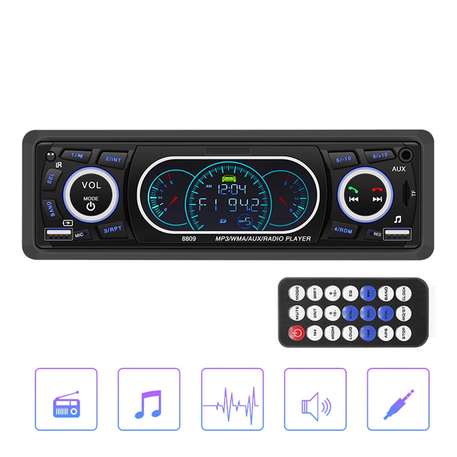 

Многофункциональный FM-трансмиттер с Bluetooth, Автомобильный MP3-плеер, быстрая зарядка через два USB, беспроводной радиоприемник, аудио адаптер