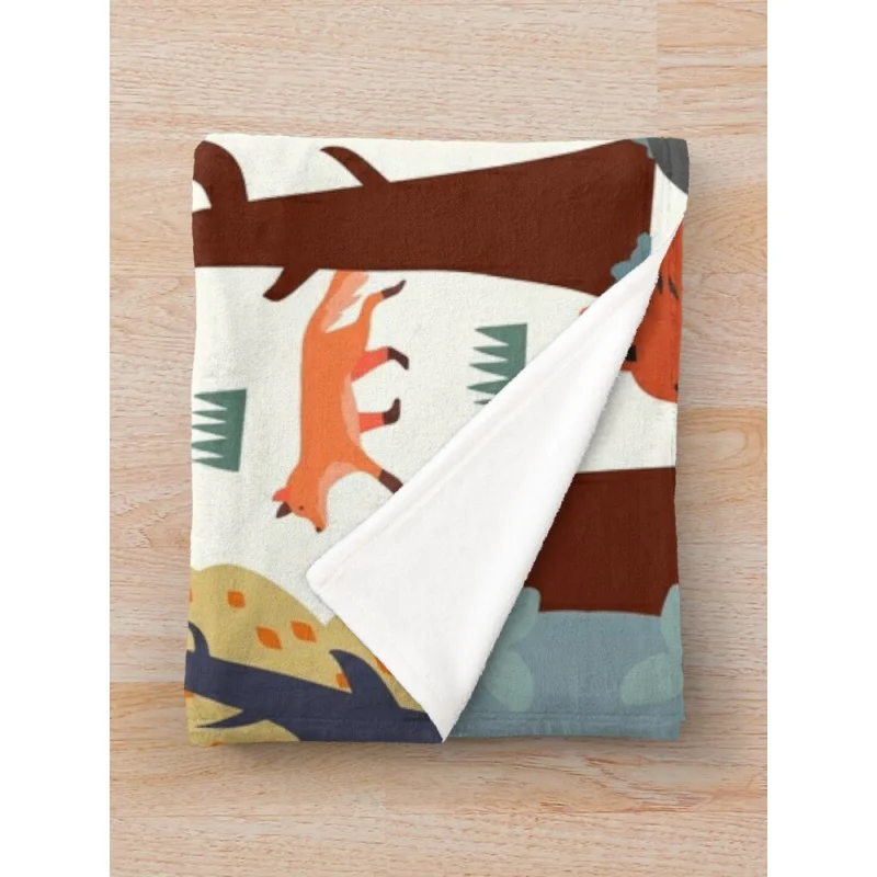 Детское мягкое одеяло с рисунком лесных животных |