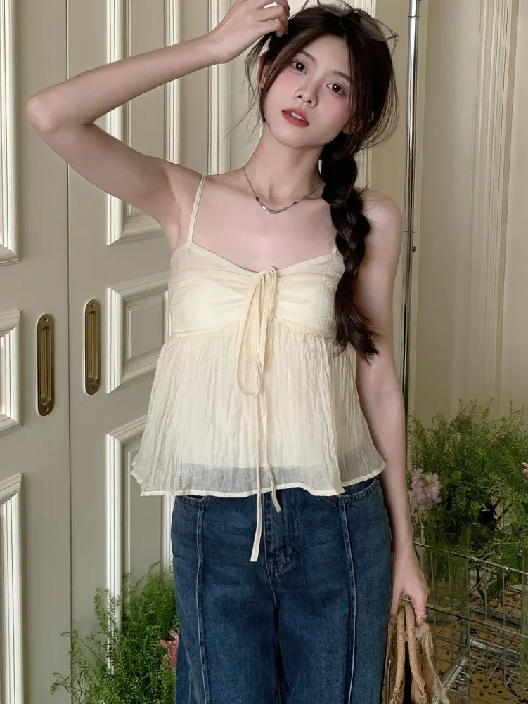 Новый дизайн однотонная майка шикарный винтажный пикантный весенне-летний топ с