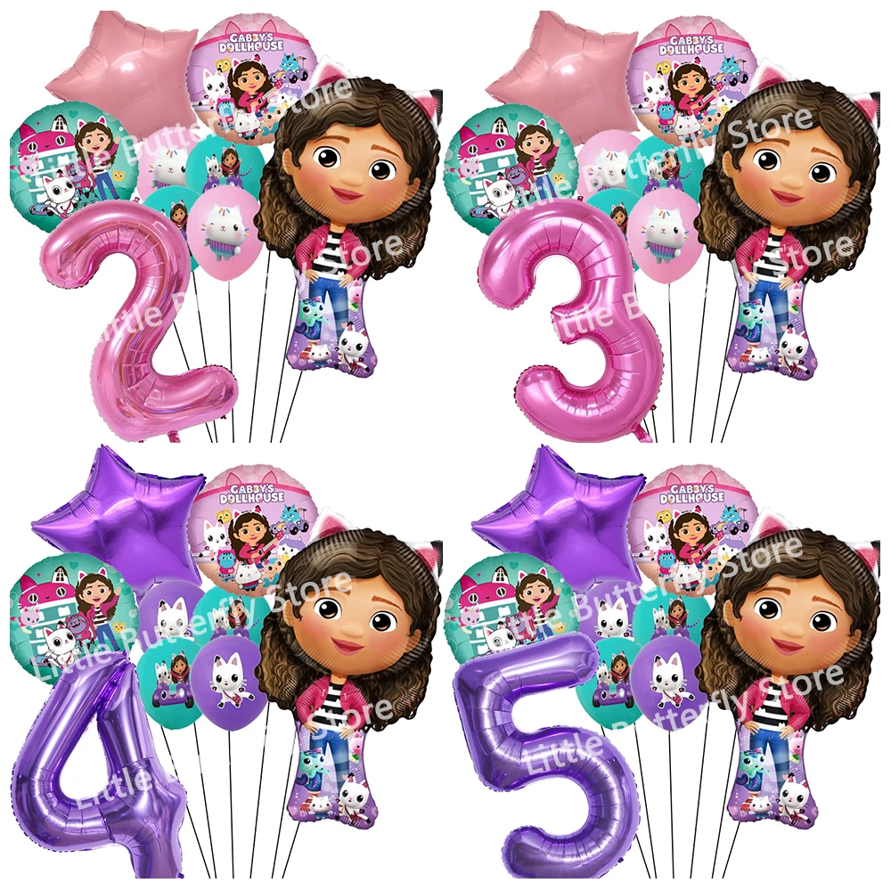 Gabby Dollhouse Cats Number Balloon Children's Birthday Part