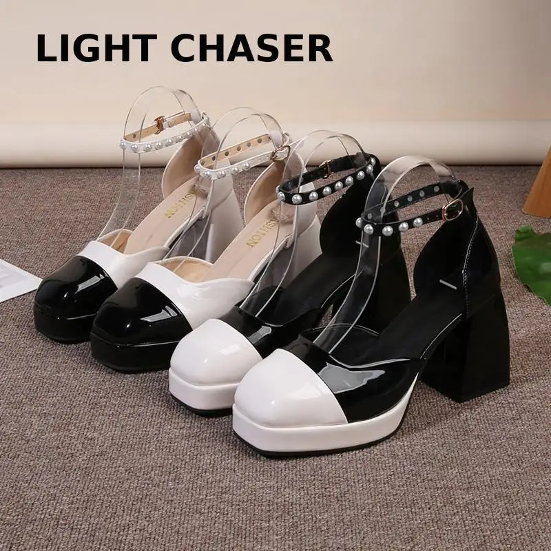 Spring Women Brand Pumps Shoes Sexy Thick Women's High Heels Big Size 42 Platform Black Dress Party Wedding Shoes Woman Sandals