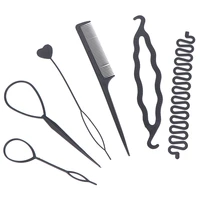 6pcsset hairstyle braiding tools pull through hair needle hair dispenser disk hair comb fashion hair accessories