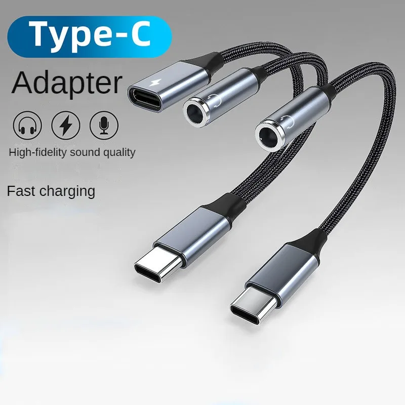 Адаптер для наушников и зарядного устройства USB Type-C на 3,5 мм, переходник 2 в 1 с USB C на аудиоразъем Aux DAC и кабель для быстрой зарядки для Macbook Samsung