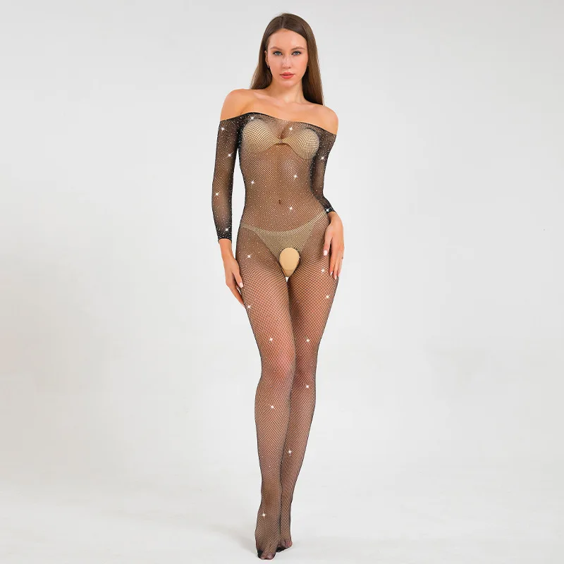 

Sexy Lingerie Spot Drill Starry Mesh Bodysuit Stockings