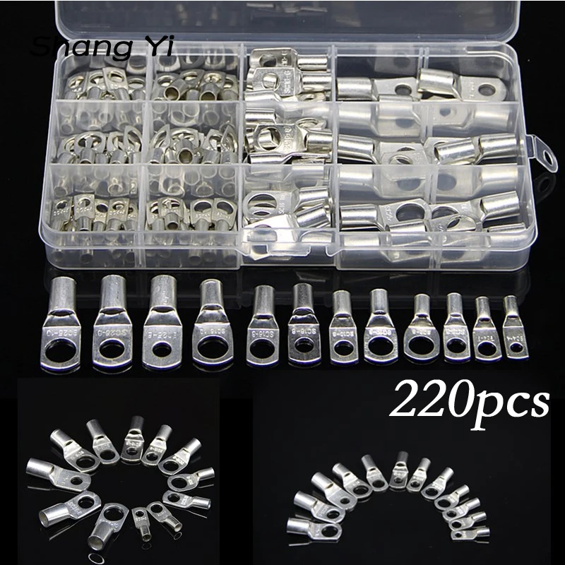 

220pcs copper nose terminal lug SC series peeping copper terminal battery welding connector