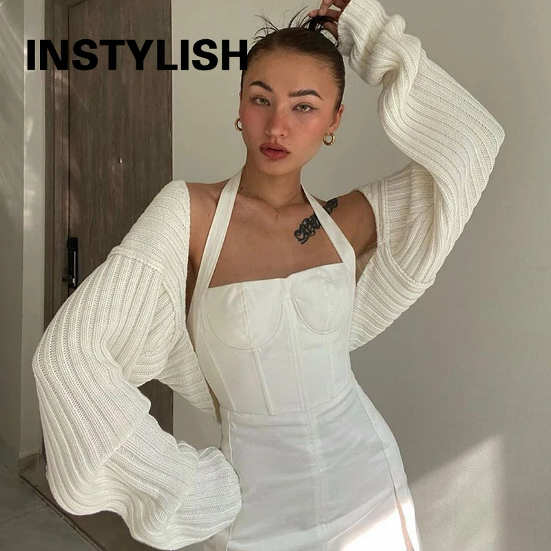 Женский короткий свитер осенне-зимний Свободный кардиган с длинным рукавом