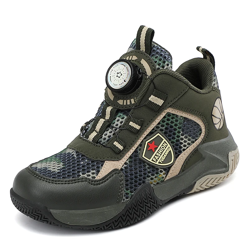 

Good Quality Children Running Shoes Army Green Kids Walking Student School Sneakers Camouflage Boys Sports Trainers 360