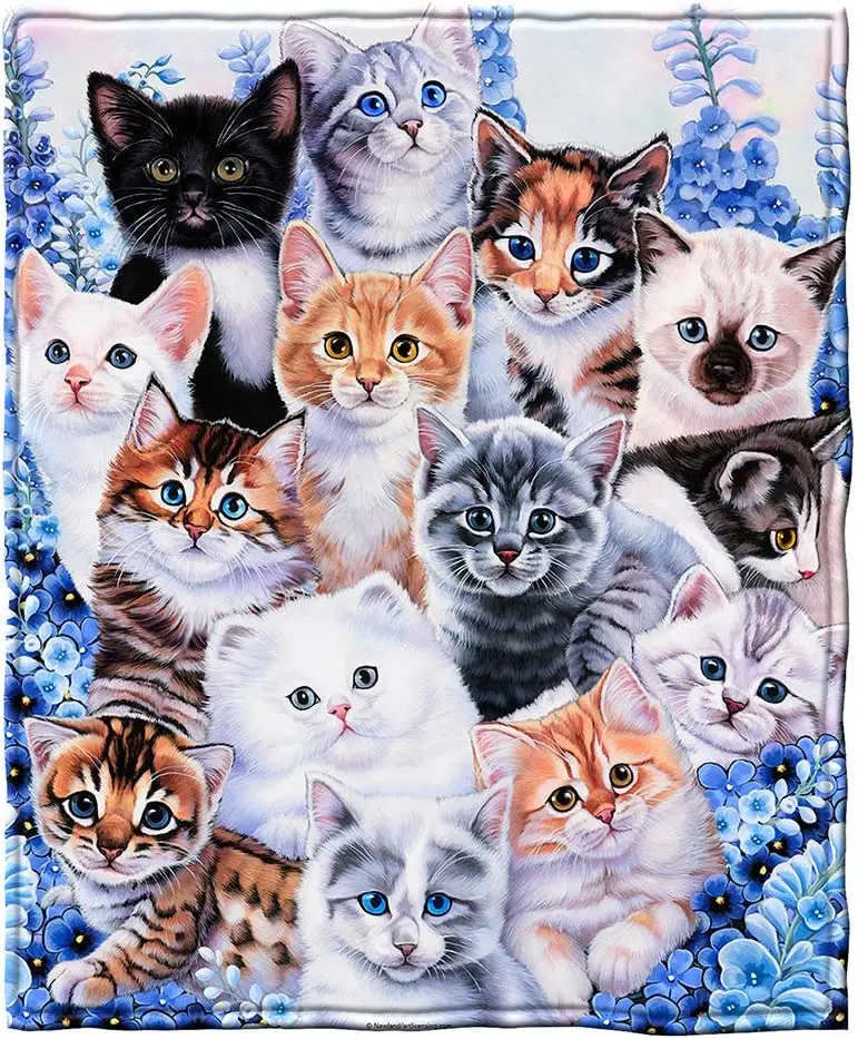 

Collage Kitten Fleece Blanket for Bed Cute Fleece Throw Blanket for Girls Women Men and Kids Super Soft Plush Cat Blanket Throw