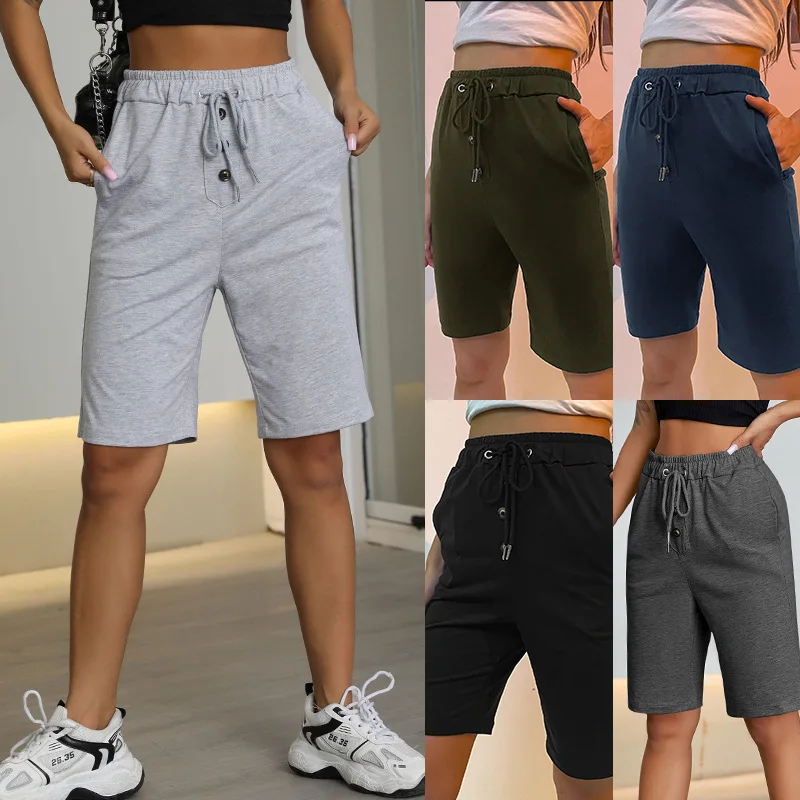 2022 European and American INS wind solid color with pocket sports straight tube pants for women  cargo pants women