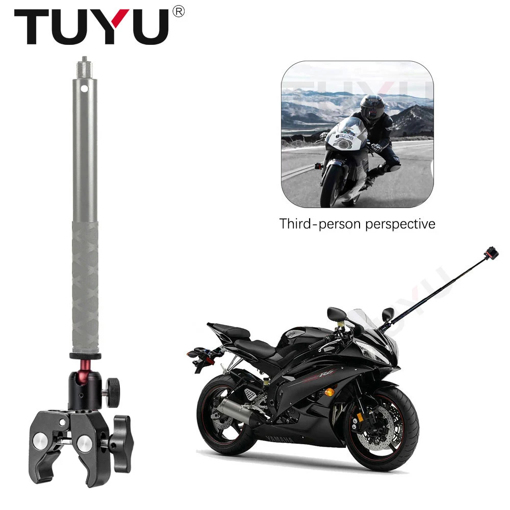 

TUYU Motorcycle 3rd Person View Invisible Selfie Stick for GoPro Max Hero11 Insta360 One X3 X2 OneR Camera RAM Mount Accessories
