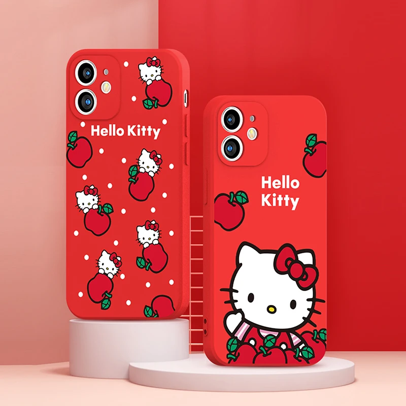 Cute Cartoon Hello Kitty Phone Case For iPhone 11 12 13 Pro MAX 12 13 Mini 6 6S 7 8 Plus X XR XS MAX SE 2020 Soft Funda Coque