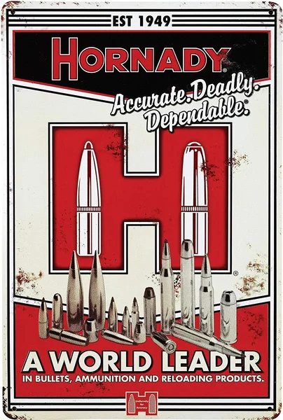 

Hornady Vintage Tin Sign Retro Metal Sign Metal Poster Metal Decor Wall Sign Wall Poster Wall Decor Home Office Bar Pub