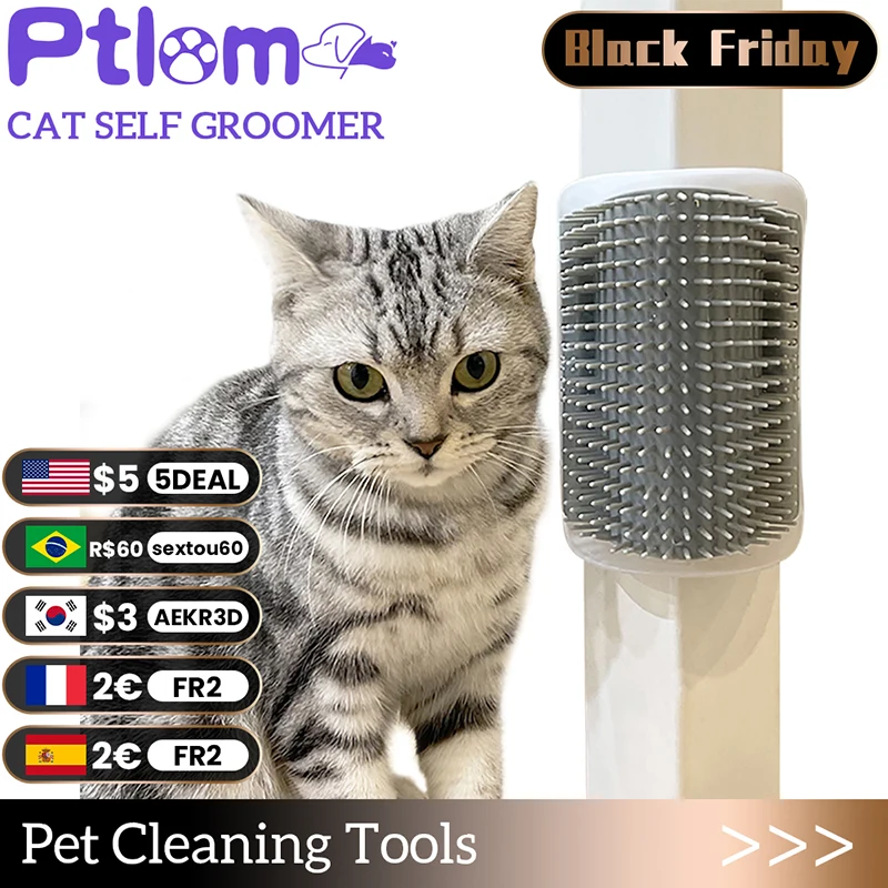 

Cat Self Groomer With Catnip Soft Cats Wall Corner Massage Cat Comb Brush Rubs The Face With A Tickling Comb Pet Grooming Supply