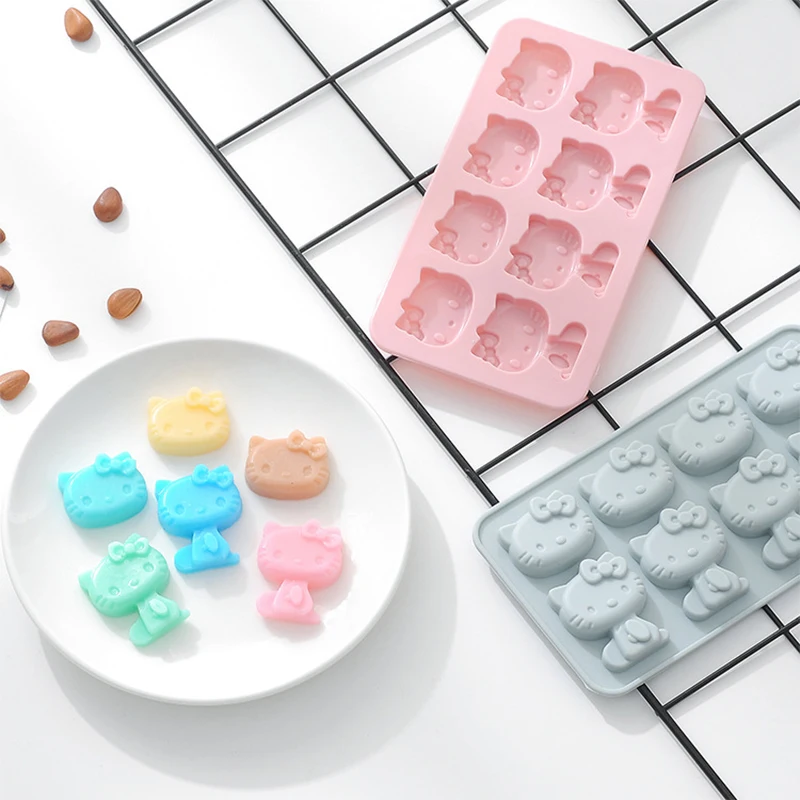 

8 Even Cute Cat-Shaped Silicone Mold Diy Chocolate Fudge Drop Glue Baking Tray Cake Decoration Accessories Tool Easy To Demould