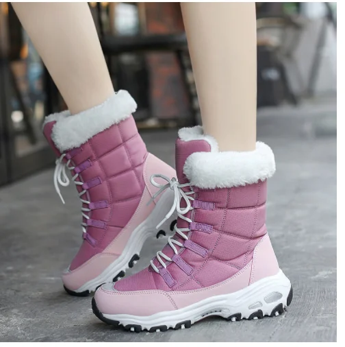 

Женские ботинки, зимние теплые качественные зимние ботинки до середины икры, женские удобные водонепроницаемые ботинки на шнуровке, женска...