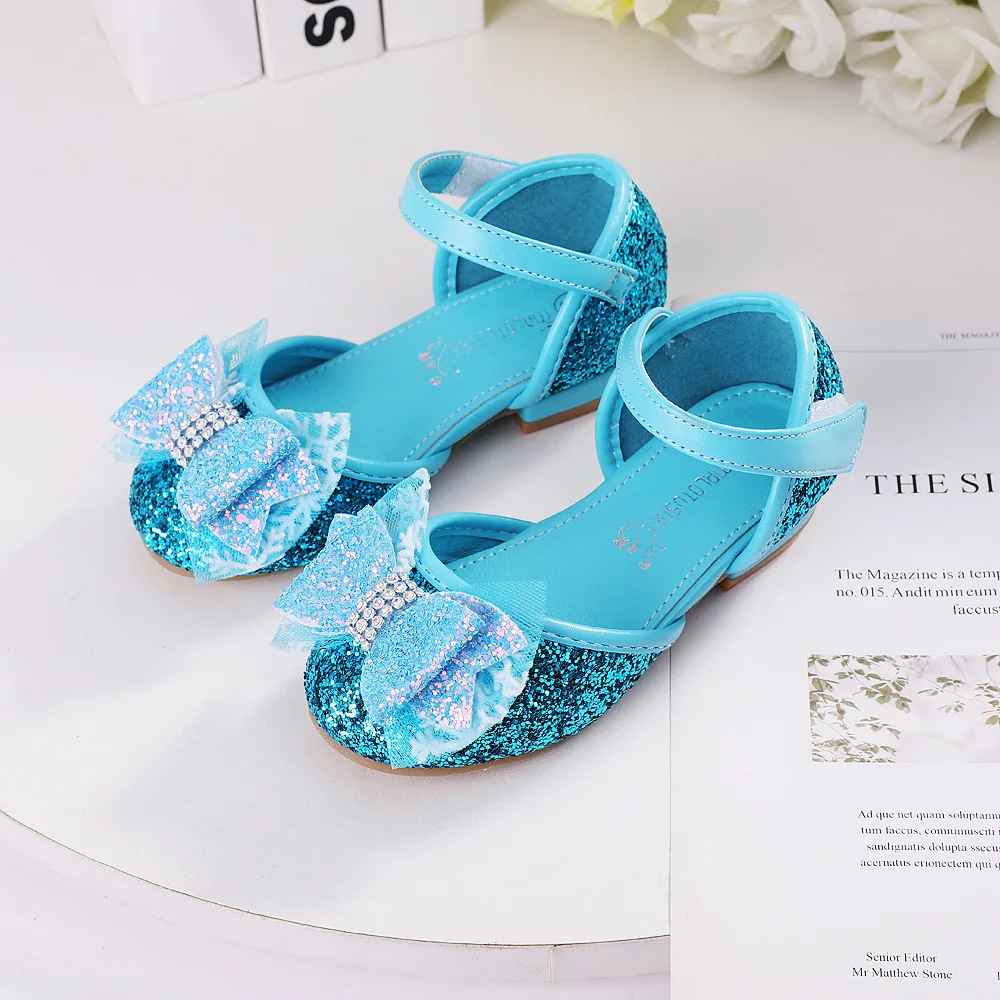 

2022 Summer Girls Sandals For Children's High Heels Bow Crystal Shoes New Rhinestone Dress Cute Fashion Toddler Baby Shoes