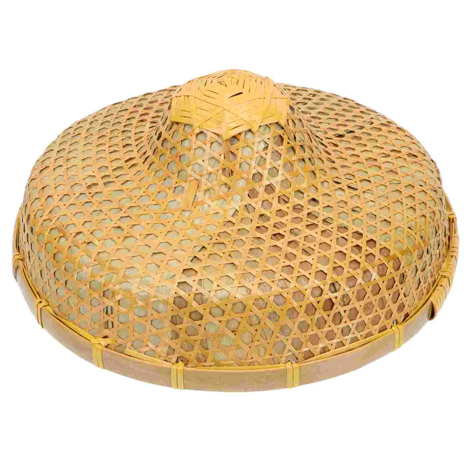 

1pc Oriental Style Bamboo Weaving Sun Hat Farmer Fishing Hat Rain-proof Hat