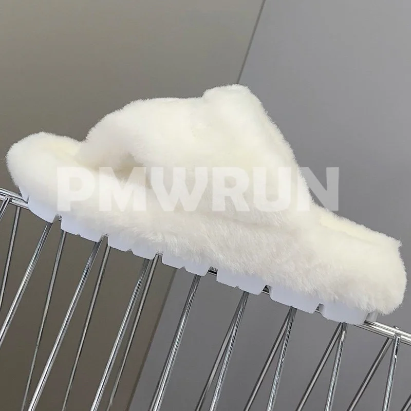 

Women Slippers Spring Autumn 2023 New Plush Upper Candy Colors Round Head Non-Slip Slippers Simplicity Versatile Flip Flops