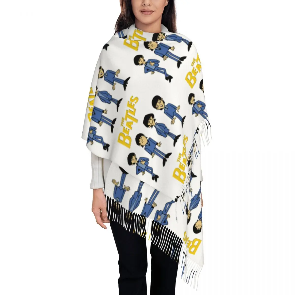 Harajuku The Beatle Memebers Art 5 шарф с кисточками шарфы для женщин мягкие теплые шали и