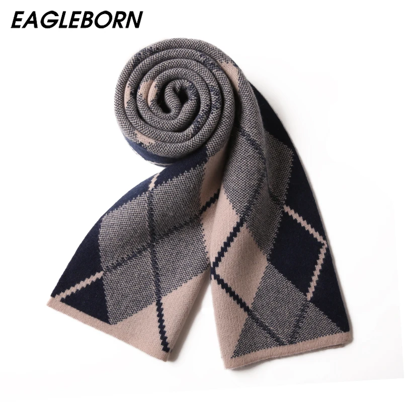 

Новинка 2023, мужской шарф из 100% шерсти, кашемировый утепленный клетчатый шарф, мужской деловой шарф в клетку со стразами, повседневный теплый высококачественный шарф, мужской подарок
