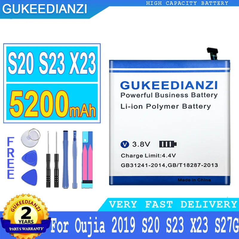 

5200mAh GUKEEDIANZI Battery For Oujia 2019 S20 S23 S27G X23 Mobile Phone Big Power Bateria