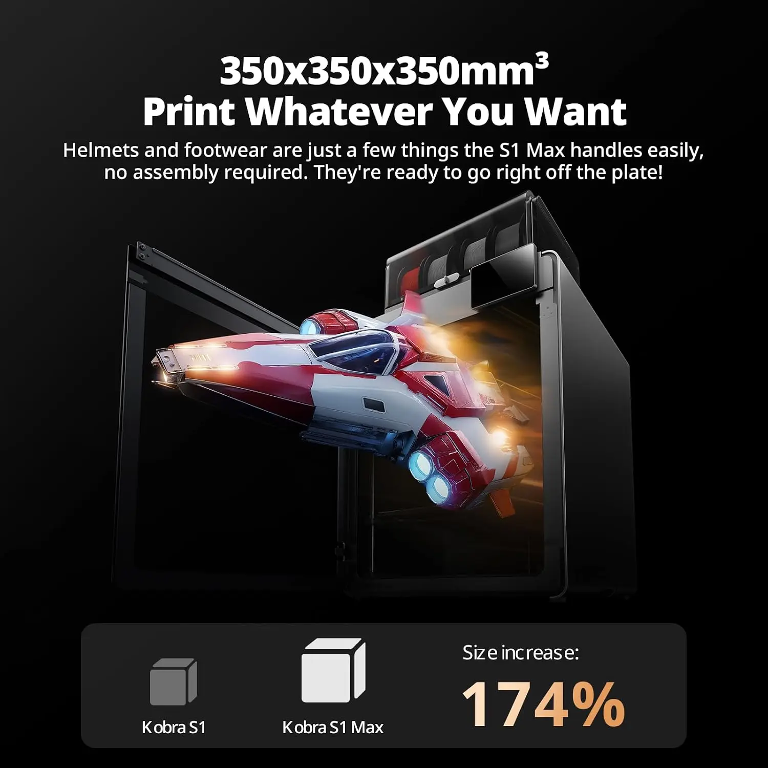 Фото 3D-принтер Anycubic Kobra S1 Max Combo, большой размер сборки 350x350x350 мм³. №3