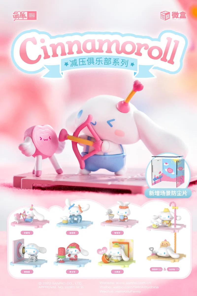 

Sanrio Hello Kitty Cinnamoroll Cartoon Cute Anime Positive Decompression Club Micro Box Blind Box Girl Tide Play Doll Toys Gift