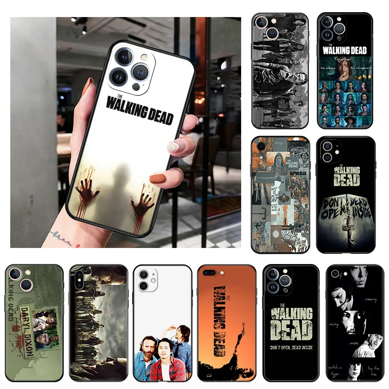 

Silicone Black Phone Cases Cover for iPhone 11 14 Pro Max 12 13 Mini XR SE 7 8 6 6s Plus XS X SE3 11Pro The Walking Dead