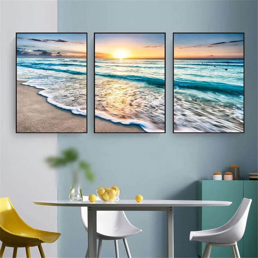 

1 Set Wall Art Pictures Durable Thickened Wall Art Posters Beach Pattern Smooth Surface Art Painting