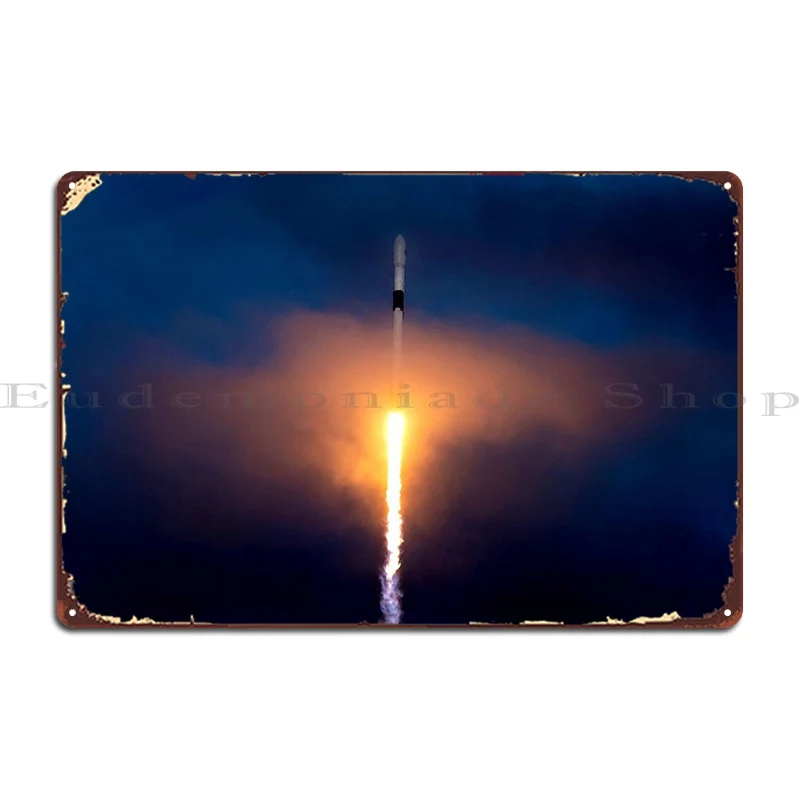 

Металлический плакат SpaceX Eshail Rocket, печатный кинотеатр, клубный бар, создайте фотоплакат