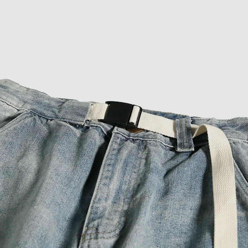 Mens Jeans Washed Light Color BF Japanese Fashion Jeans Wide Leg Long Pants Loose Straight Jeans Streetwear Men