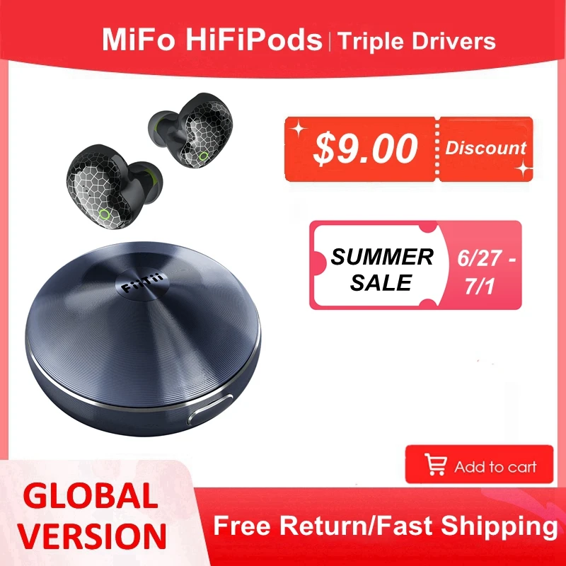 

FiiTii by Mifo HiFiPods True Wireless Earbuds Active Noise Cancelling Bluetooth 5.2 Headphones APTX 6Mic Earphones with 3 Driver